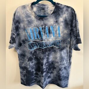 NIRVANA Blue and White Tie-Dye Tee